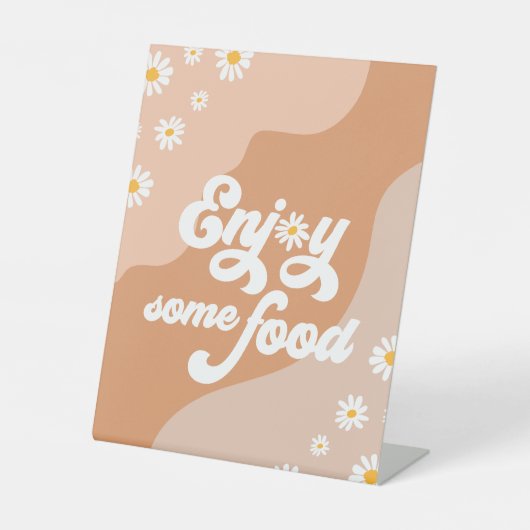 Groovy Birthday Party Boho Daisy Dekorationstabell Sockelschild (Vorderseite)