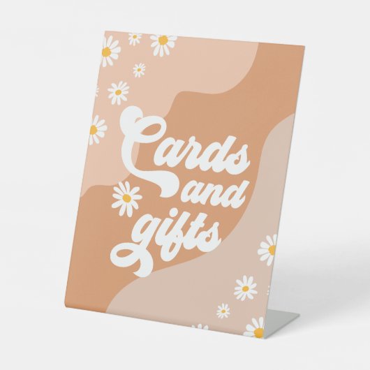 Groovy Birthday Party Boho Daisy Dekorationstabell Sockelschild (Vorderseite)