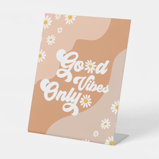 Groovy Birthday Party Boho Daisy Dekorationstabell Sockelschild (Vorderseite)