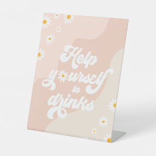 Groovy Birthday Party Boho Daisy Dekorationstabell Sockelschild