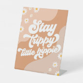 Groovy Birthday Party Boho Daisy Dekorationstabell Sockelschild (Vorderseite)