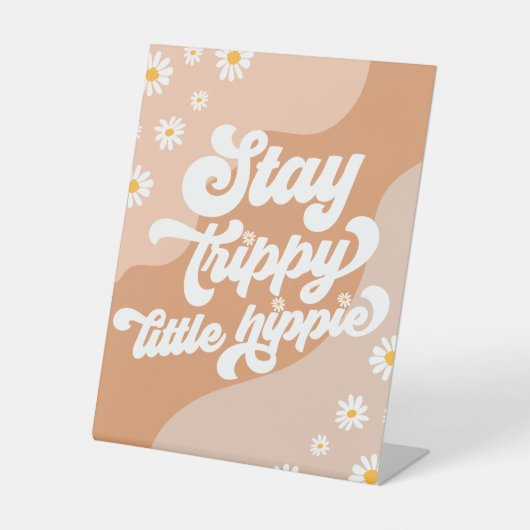 Groovy Birthday Party Boho Daisy Dekorationstabell Sockelschild (Vorderseite)