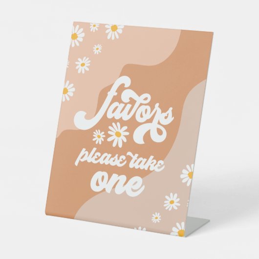 Groovy Birthday Party Boho Daisy Dekorationstabell Sockelschild (Vorderseite)