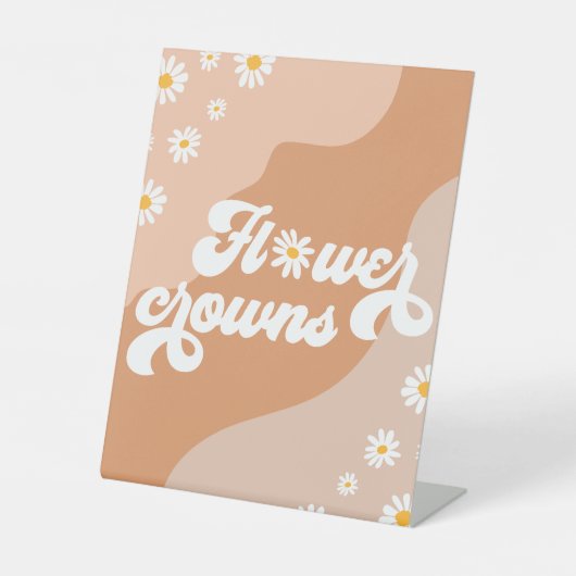 Groovy Birthday Party Boho Daisy Dekorationstabell Sockelschild (Vorderseite)