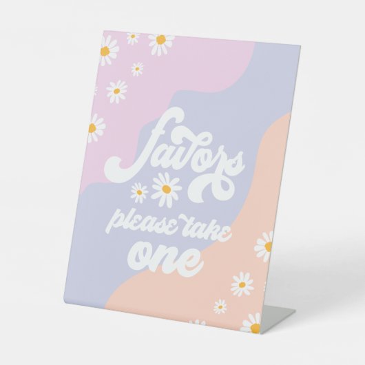 Groovy Birthday Party Boho Daisy Dekorationstabell Sockelschild (Vorderseite)