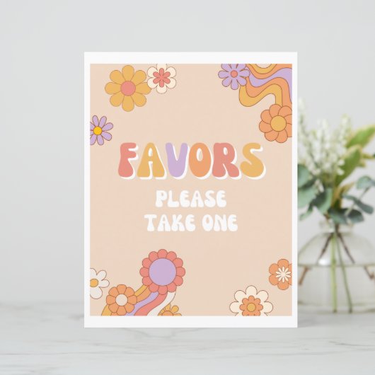 Groovy Birthday Party favorisiert Unterschrift (Stehend Vorderseite)