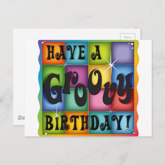 Groovy Birthday Postkarte (Vorne/Hinten)