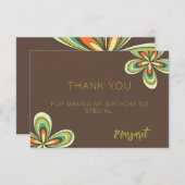 Groovy Birthday Vielen Dank Retro 70er Hippie Blum Dankeskarte (Vorne/Hinten)