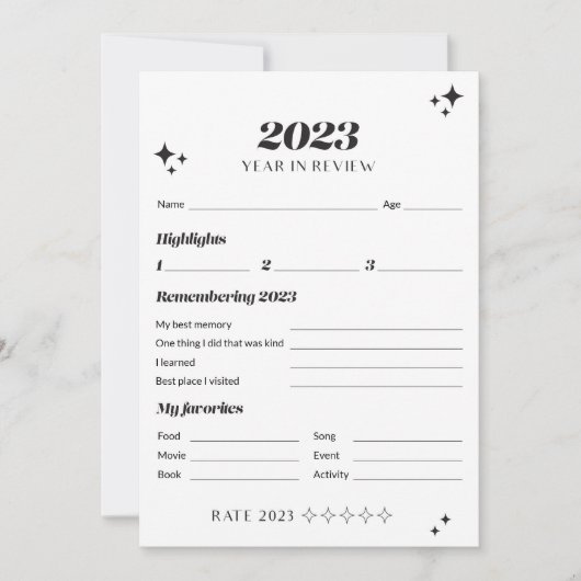 Groovy Black 2023 Jahr im Überblick Neujahrskarten (Vorderseite)
