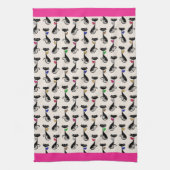 Groovy Black Cats Pink Border Geschirrtuch (Vertikal)