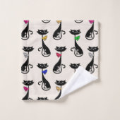 Groovy Black Hep Cats Badhandtuch Set (Waschlappen)