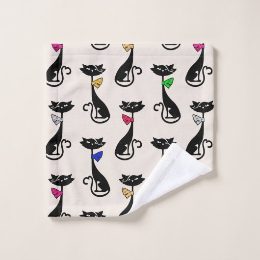 Groovy Black Hep Cats Badhandtuch Set (Waschlappen)