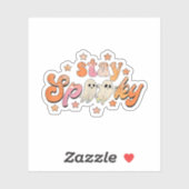 Groovy Bleibe Spooky Vibes Retro Floral Ghost Hipp Aufkleber (Blatt)