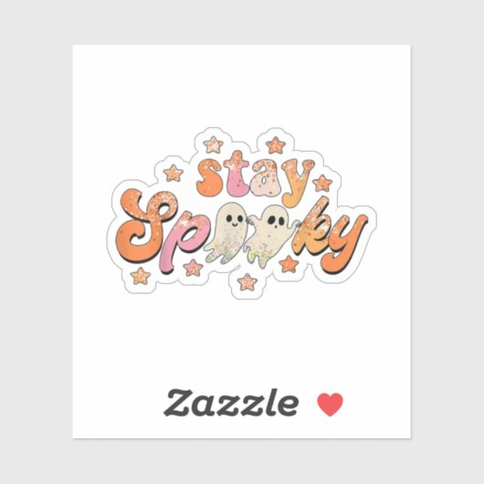 Groovy Bleibe Spooky Vibes Retro Floral Ghost Hipp Aufkleber (Blatt)