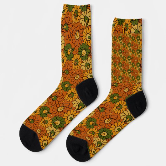 Groovy Bloom - Retro Floral 1970s Socken (Linkes Detail)