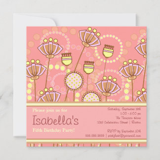 Groovy Blooms Girls Geburtstagsparty Einladung