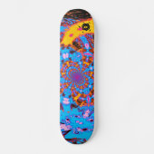 Groovy Blue Abstrakt Futuristic Spirale Digitale K Skateboard (Vorderseite)