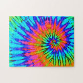 Groovy Blue and Pink Gefärbte Krawatte Spiral Puzzle (Horizontal)