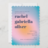 Groovy Blue Gradient Retro Foto Bat Mitzvah Einladung (Vorderseite)