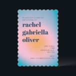 Groovy Blue Gradient Retro Foto Bat Mitzvah Einladung<br><div class="desc">Groovy Blue Gradient Retro Foto Bat Mitzvah Einladung</div>