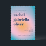 Groovy Blue Gradient Retro Foto Bat Mitzvah Einladung<br><div class="desc">Groovy Blue Gradient Retro Foto Bat Mitzvah Einladung</div>