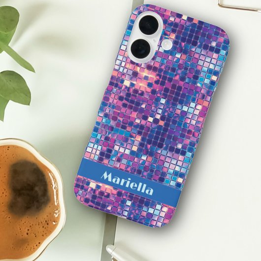Groovy Blue & Lila Disco Ball Personalisiert Case-Mate iPhone Hülle