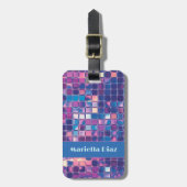 Groovy Blue & Lila Disco Ball Personalisiert Gepäckanhänger (Vorderseite vertikal)