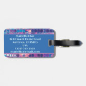 Groovy Blue & Lila Disco Ball Personalisiert Gepäckanhänger (Rückseite horizontal)