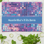 Groovy Blue & Lila Disco Ball Personalisiert Geschirrtuch (Gefaltet)