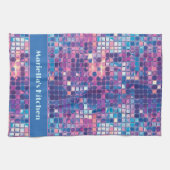 Groovy Blue & Lila Disco Ball Personalisiert Geschirrtuch (Horizontal)