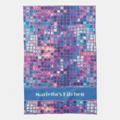 Groovy Blue & Lila Disco Ball Personalisiert Geschirrtuch (Vertikal)