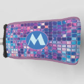 Groovy Blue & Lila Disco Ball Personalisiert Golf Headcover (Vorderseite)