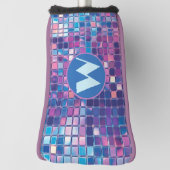 Groovy Blue & Lila Disco Ball Personalisiert Golf Headcover (Rotieren 90)