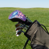 Groovy Blue & Lila Disco Ball Personalisiert Golf Headcover (In SItu)