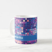 Groovy Blue & Lila Disco Ball Personalisiert Kaffeetasse (Vorderseite Links)
