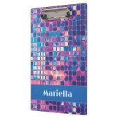 Groovy Blue & Lila Disco Ball Personalisiert Klemmbrett (Links)