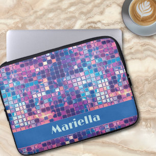 Groovy Blue & Lila Disco Ball Personalisiert Laptopschutzhülle