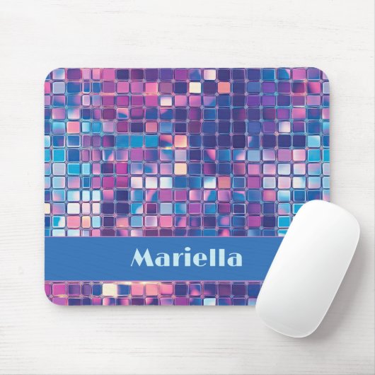 Groovy Blue & Lila Disco Ball Personalisiert Mousepad (Mit Mouse)