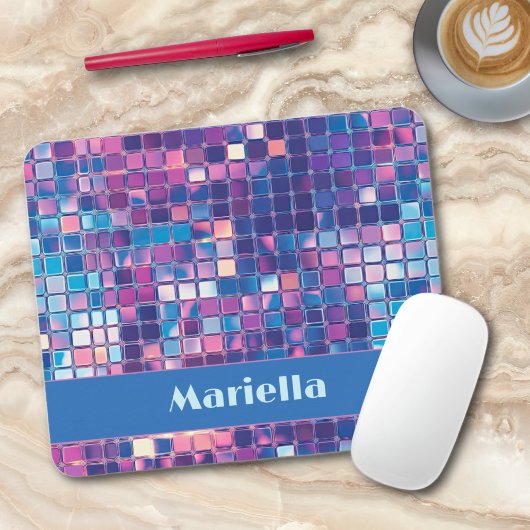 Groovy Blue & Lila Disco Ball Personalisiert Mousepad