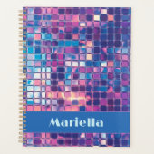 Groovy Blue & Lila Disco Ball Personalisiert Planer (Vorderseite)