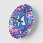 Groovy Blue & Lila Disco Ball Personalisiert Runde Wanduhr (Winkel)