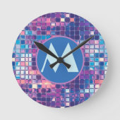 Groovy Blue & Lila Disco Ball Personalisiert Runde Wanduhr (Vorderseite)