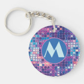 Groovy Blue & Lila Disco Ball Personalisiert Schlüsselanhänger (Vorderseite)