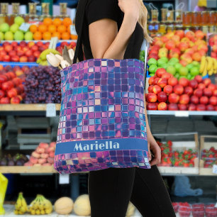 Groovy Blue & Lila Disco Ball Personalisiert Tasche