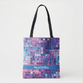 Groovy Blue & Lila Disco Ball Personalisiert Tasche (Vorderseite)