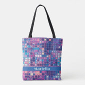 Groovy Blue & Lila Disco Ball Personalisiert Tasche (Rückseite)