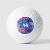 Groovy Blue & Lila Disco Ball Personalisierter Gol (Vorderseite)