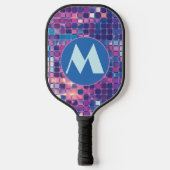 Groovy Blue & Lila Disco Ball Personalisierter Gol Pickleball Schläger (Vorderseite)