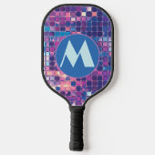 Groovy Blue & Lila Disco Ball Personalisierter Gol Pickleball Schläger (Rückseite)
