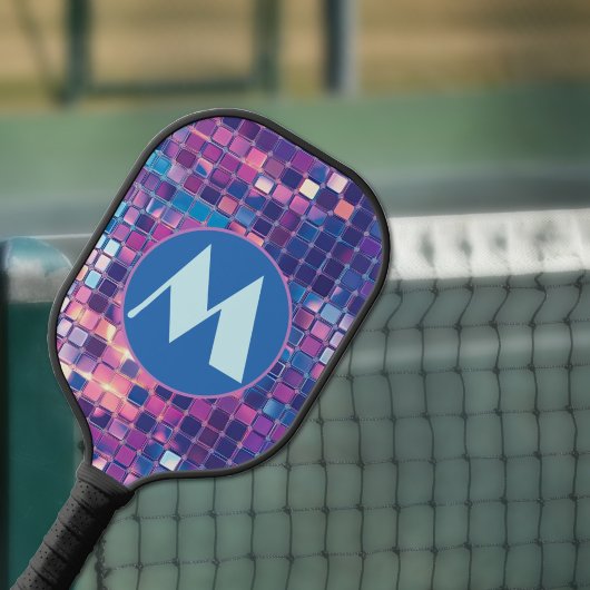 Groovy Blue & Lila Disco Ball Personalisierter Gol Pickleball Schläger